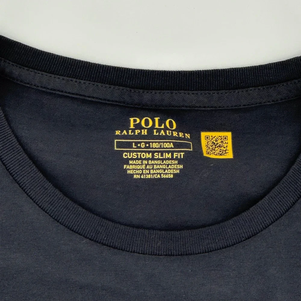 Polo Ralph Lauren Mens Custom Slim Fit Navy Blue‎ Short Sleeve T-Shirt Size L
